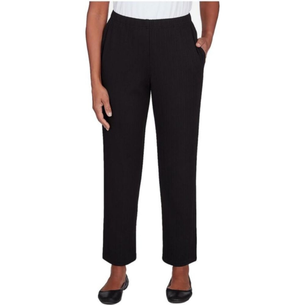 Alfred Dunner Womens Black Classic Fit Comfort Waist Straight Leg Pants size Lar